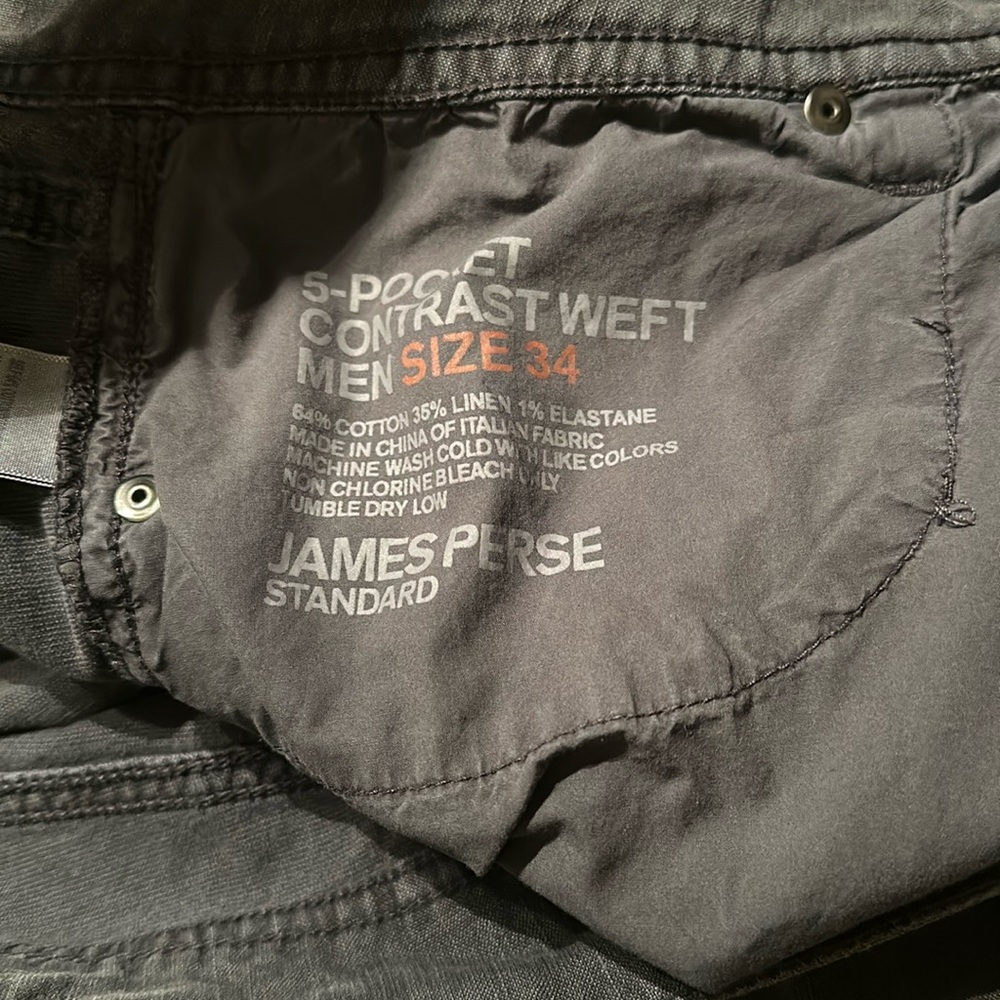 James Perse Five 5 Pocket Twill Pants 34 x 30 Grey